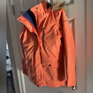 Roxy girl’s ski snowboard jacket insulated w fur trim